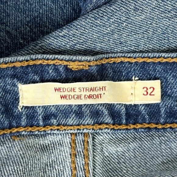 Levi's Wedgie Straight Premium Denim High Rise Medium Dark Wash Jeans - Picture 12 of 15